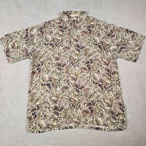 Campia Modo Hawaiian Shirt Mens Size Large Neutral Tropical All Over Print Rayon